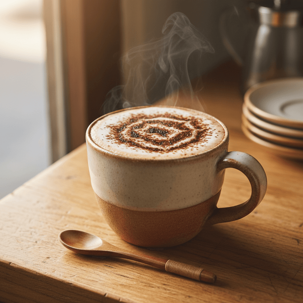 Small hot chocolate in a ceramic mug
