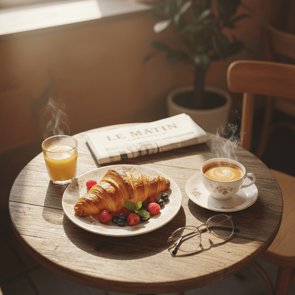 Croissant sandwich filled with egg and cheese at Yamin Coffee Shop